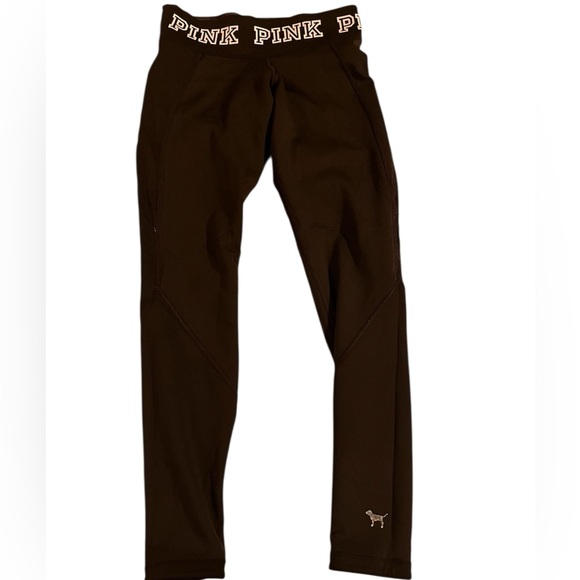 Victoria's Secret Pink Black Marl Gray Logo Ultimate Reversible Yoga Leggings S - Picture 6 of 7